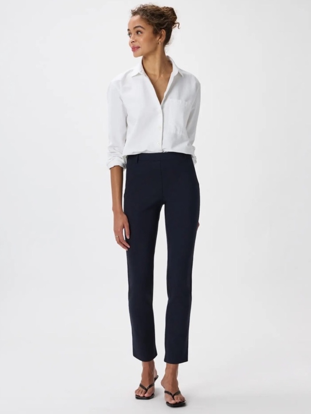 Quince Navy Ultra-Stretch Ponte Straight Leg Pants Size Small